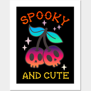 Spooky and Cute Cherry Skulls Posters and Art